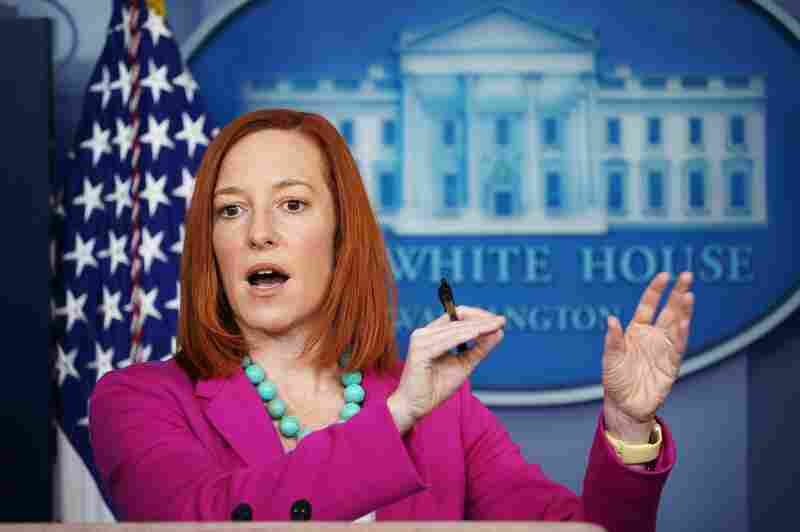 White House press secretary Jen Psaki speaks during a news briefing on Jan. 28 in the Brady Briefing Room of the White House.