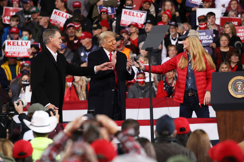 President Donald Trump attends a rally for Sens. David Perdue and Kelly Loeffler on Dec. 5 in Valdosta, Ga. Both GOP senators ultimately lost their runoff elections this month, handing control of the Senate to Democrats. (Spencer Platt/Getty Images)