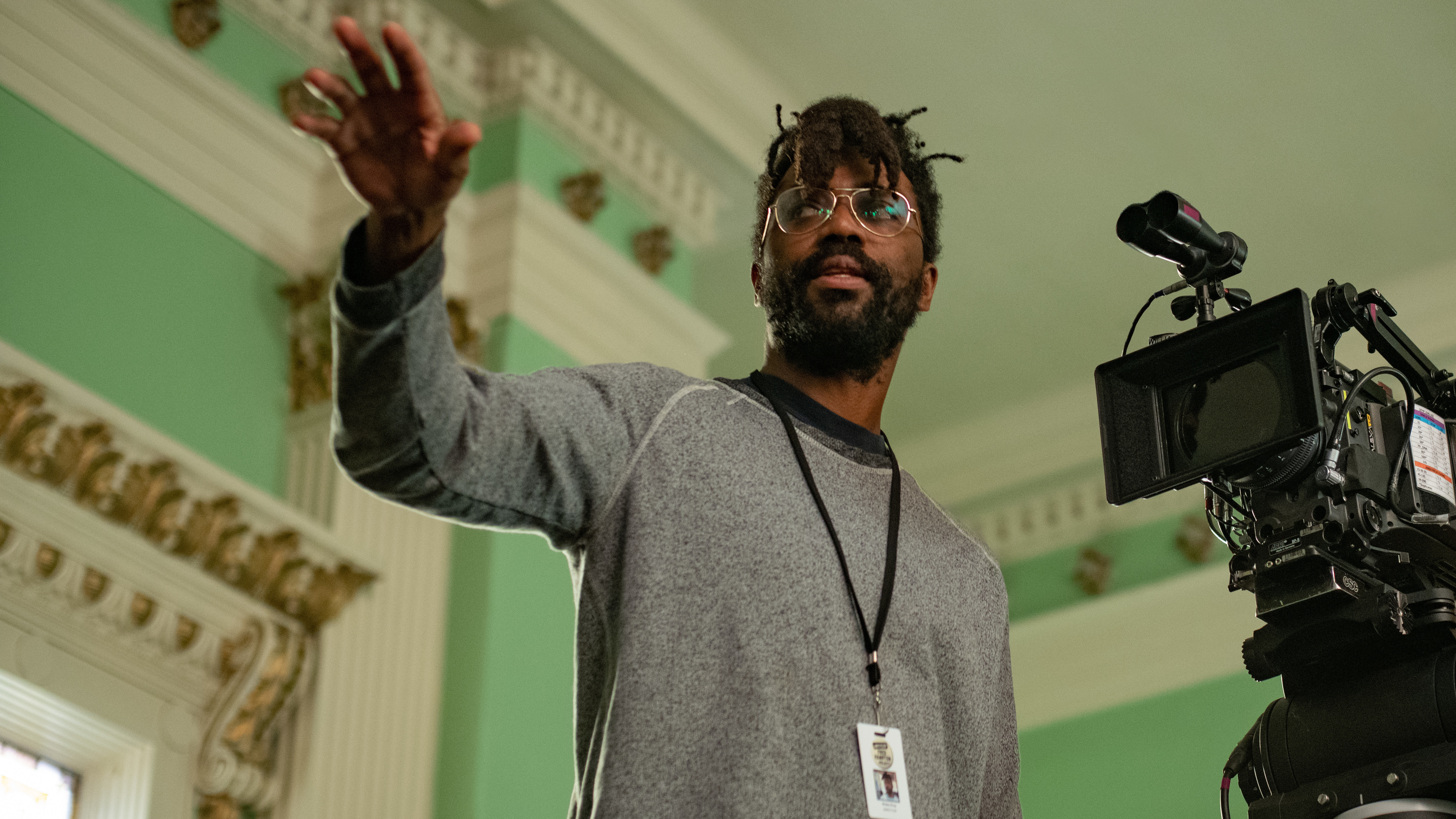 Director Shaka King on the set of Judas and the Black Messiah. The film chronicles the life of Illinois Black Panther Party leader Fred Hampton through the eyes of William O