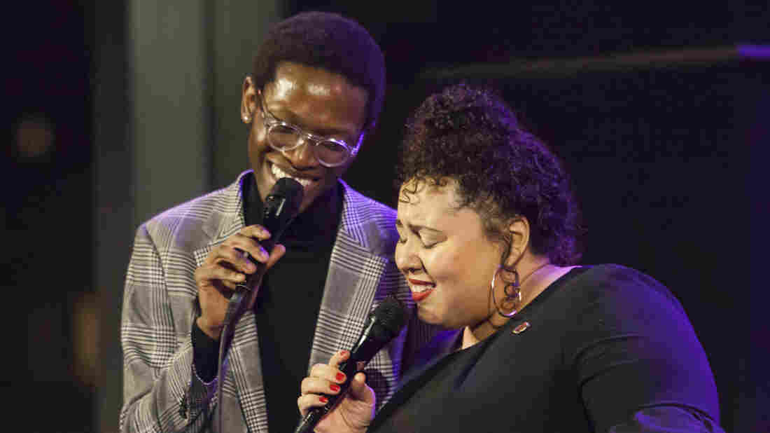 Vuyo Sotashe (L) and Brianna Thomas (R) perform at Jazz at Lincoln Center.