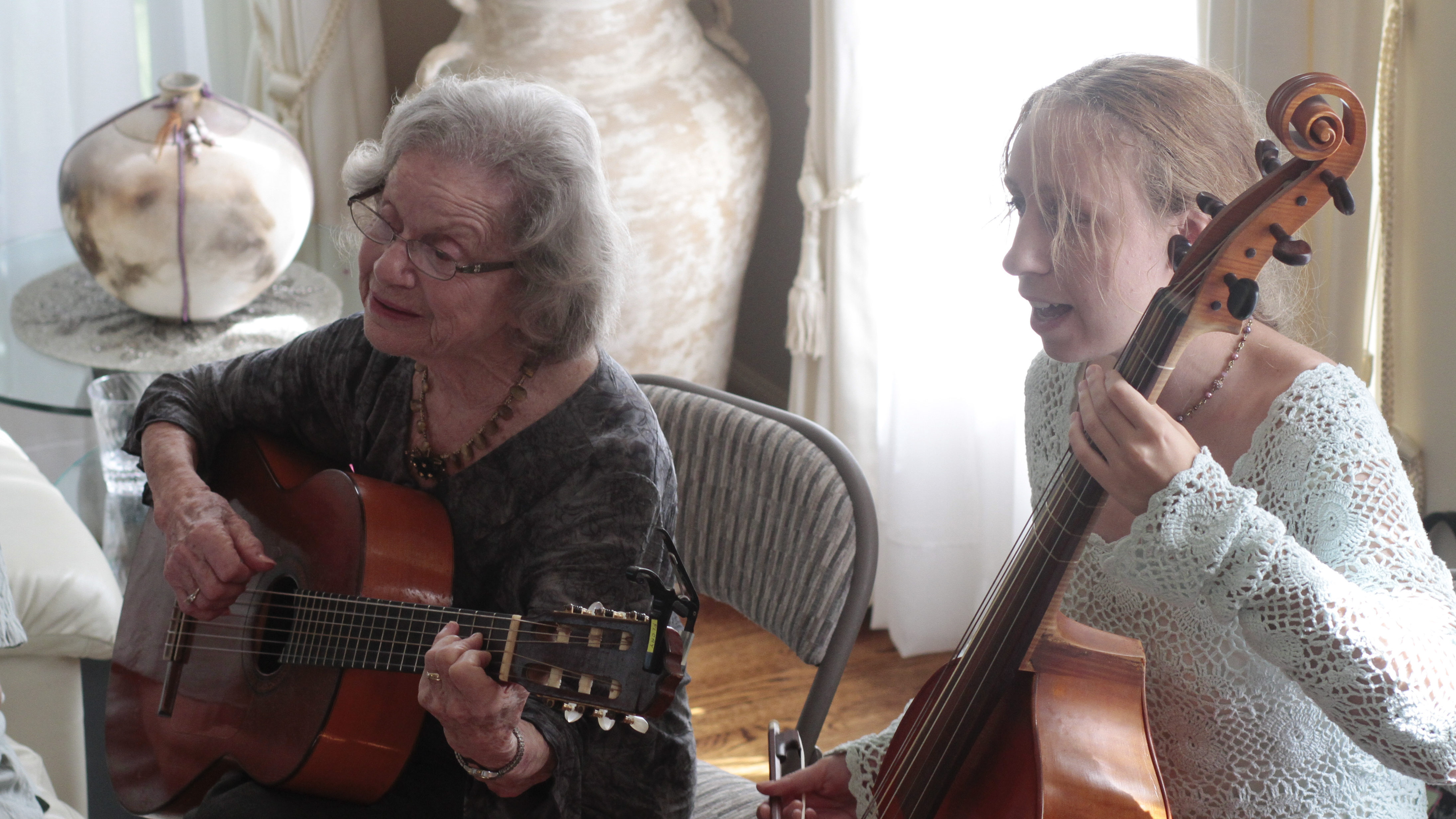 Singer and instrumentalist Flory Jagoda (left) performing with viola da gamba player Heather Spence at an event in Potomac, Md. in 2012. Jagoda died on Jan. 29.