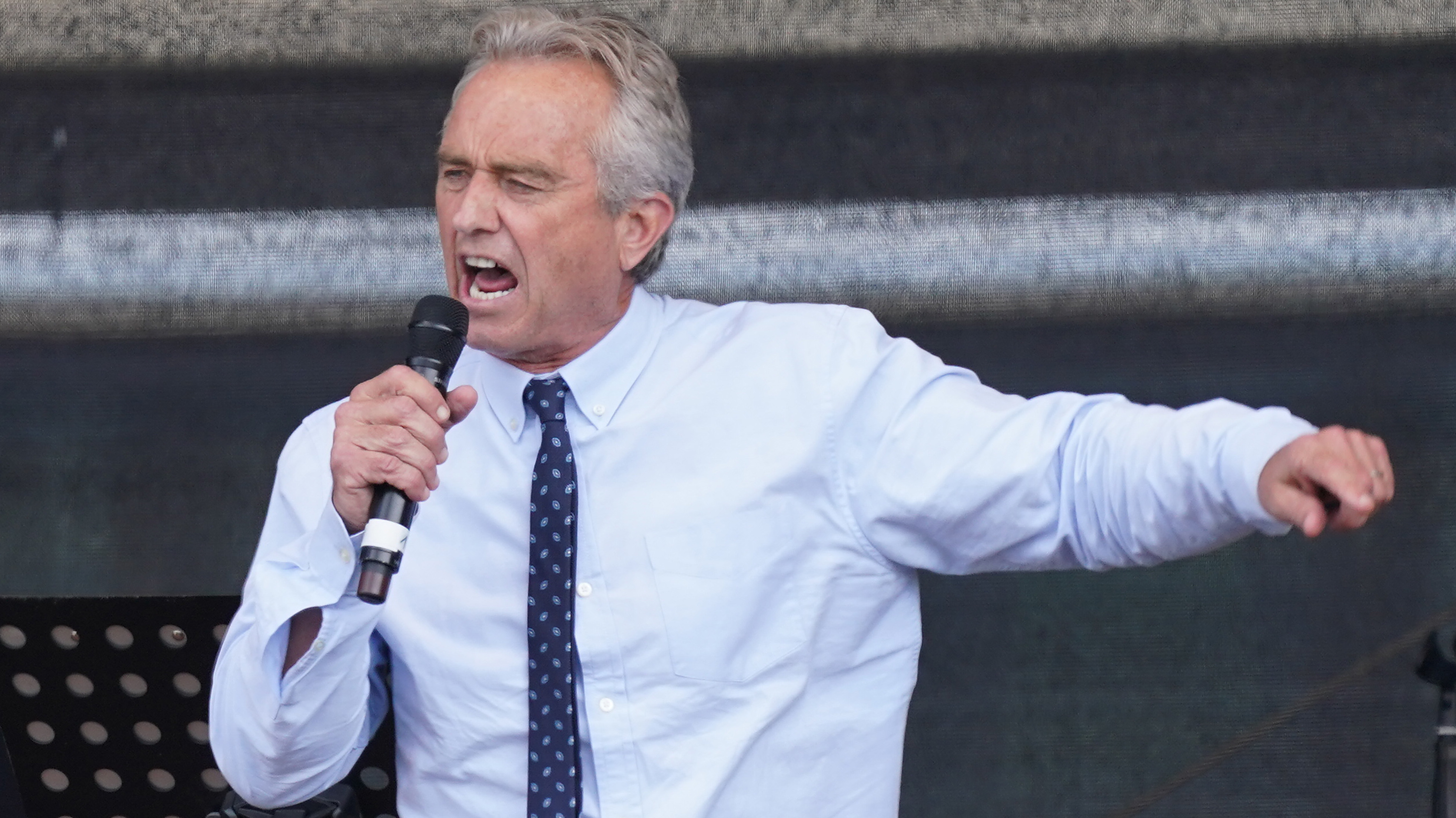 Instagram has blocked the account of Robert F. Kennedy Jr., saying he used it to spread misinformation about vaccines. He's seen here last summer, speaking to a crowd in Berlin, at an event that highlighted coronavirus skepticism and conspiracy theories. (Getty Images)