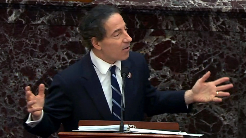 Lead House impeachment manager Rep. Jamie Raskin, D-Md., delivered his closing arguments on the fifth day of former President Donald Trump's second impeachment trial. (Handout/Getty Images)