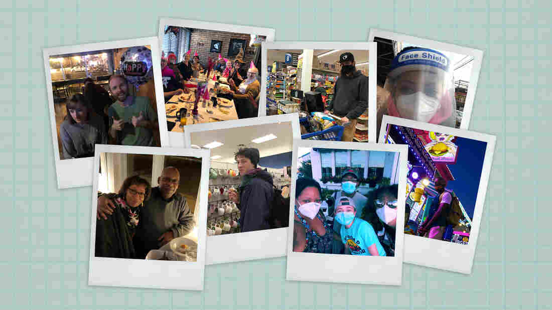 An illustration using photos from before and after the pandemic began.