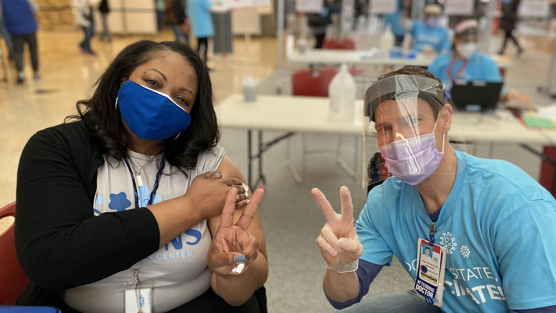 Amelia Hunt (left), principal of Stevens Early Learning Center in Washington, D.C., and Dr. Craig DeWolfe, a hospitalist at Children