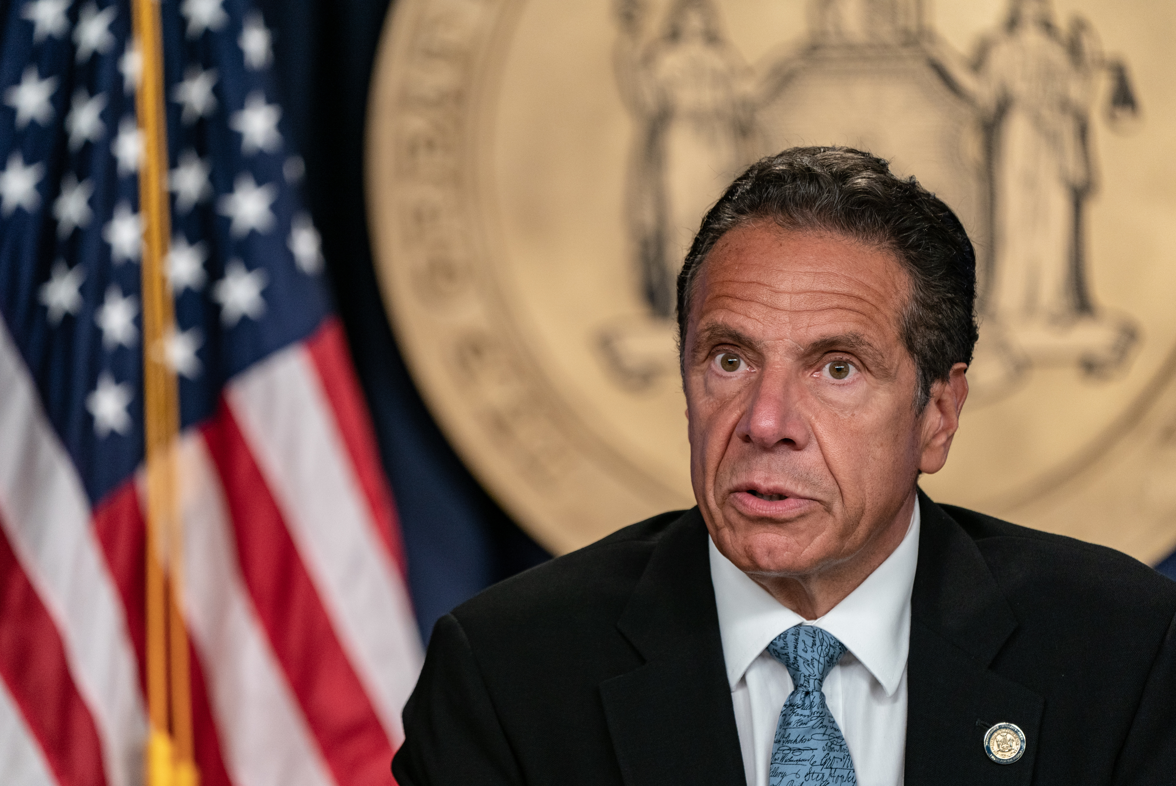 New York Gov. Andrew Cuomo speaks during the daily media briefing on July 23, 2020 in New York City. A second former aide from his administration has come forward with allegations of sexual harassment from Cuomo. (Getty Images)
