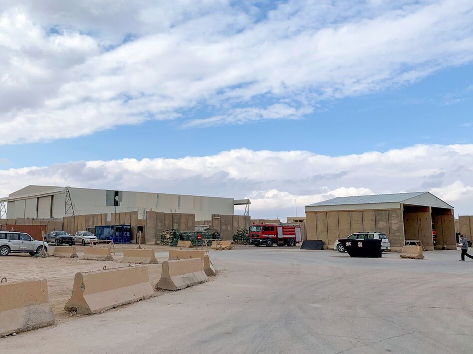 Ain al-Asad military airbase, shown here earlier this year, was hit in a rocket attack, the Pentagon said Wednesday. (Ayman Henna /AFP via Getty Images)