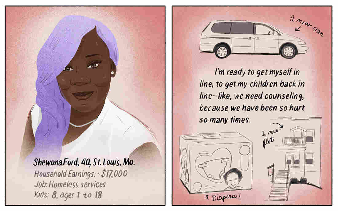 "I'm ready to get myself back in line ... to get my children back in line — like, we need counseling, because we've been so hurt so many times." — Shewona Ford, mother of eight.