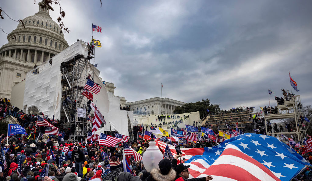 Rioters storm the Capitol on Jan. 6. Among those charged in connection with the insurrection are members of the paramilitary group the Oath Keepers. (Getty Images)