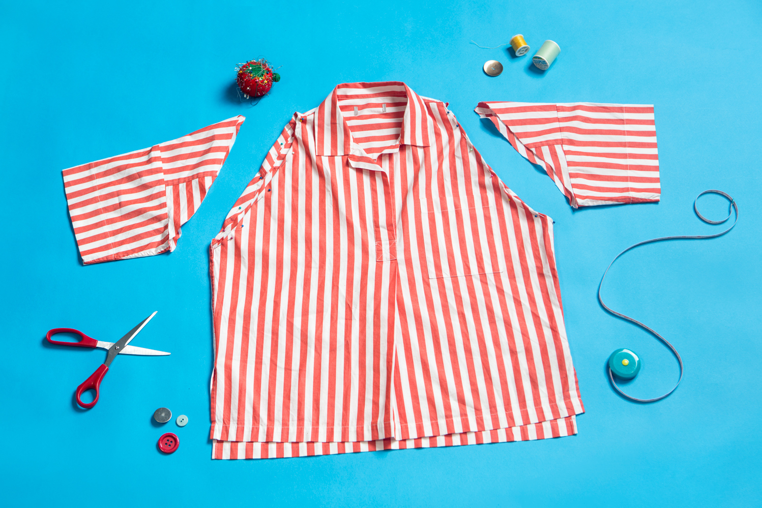 Symphony Clarke, known as the <a href=&quot;https://www.instagram.com/thethriftguru/&quot;>Thrift Guru</a> on social media, says one way to give clothes a fresh feel is by revamping them — cutting them up or adding some new details. (Photo Illustration by Becky Harlan/NPR)
