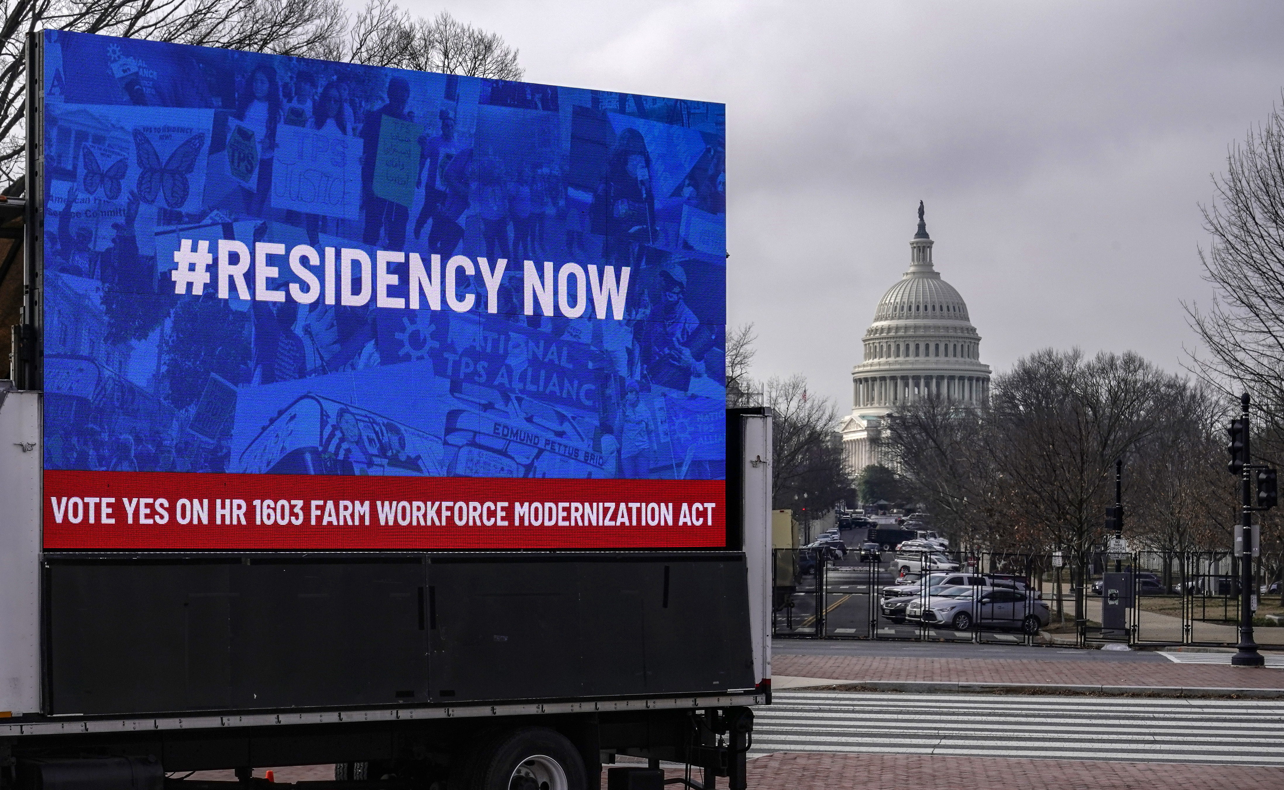 An installation erected near the U.S. Capitol showcases support for the American Dream and Promise Act and the Farm Workforce Modernization Act on March 17, 2021. (Getty Images for Communities Uni)