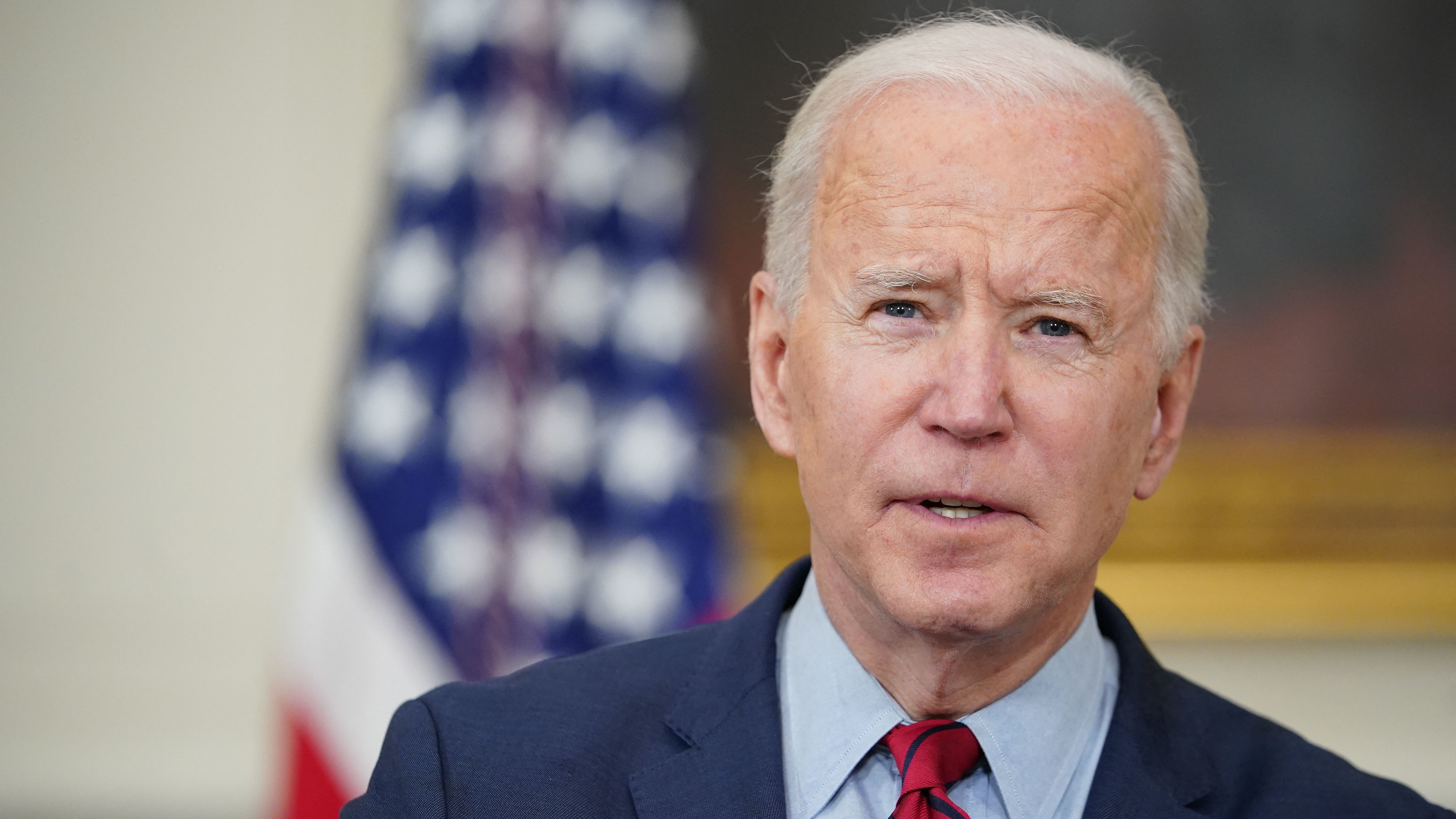 President Biden speaks about the Colorado shootings in the State Dining Room of the White House on Tuesday. (AFP via Getty Images)