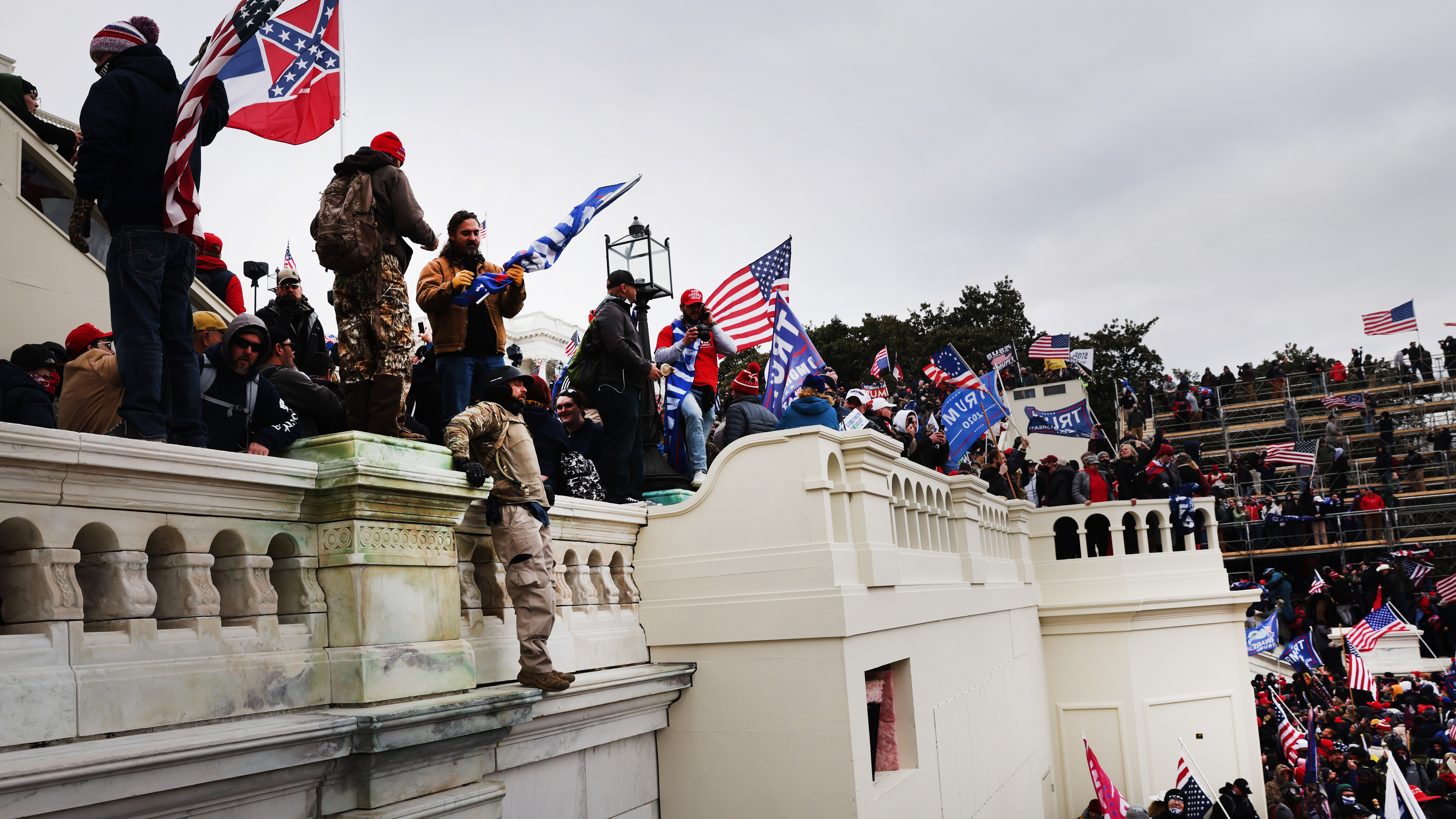Thousands of supporters of former President Donald Trump storm the U.S. Capitol following a &quot;Stop the Steal&quot; rally on Jan. 6. Prosecutors are working on hundreds of charges related to the breach. (Getty Images)