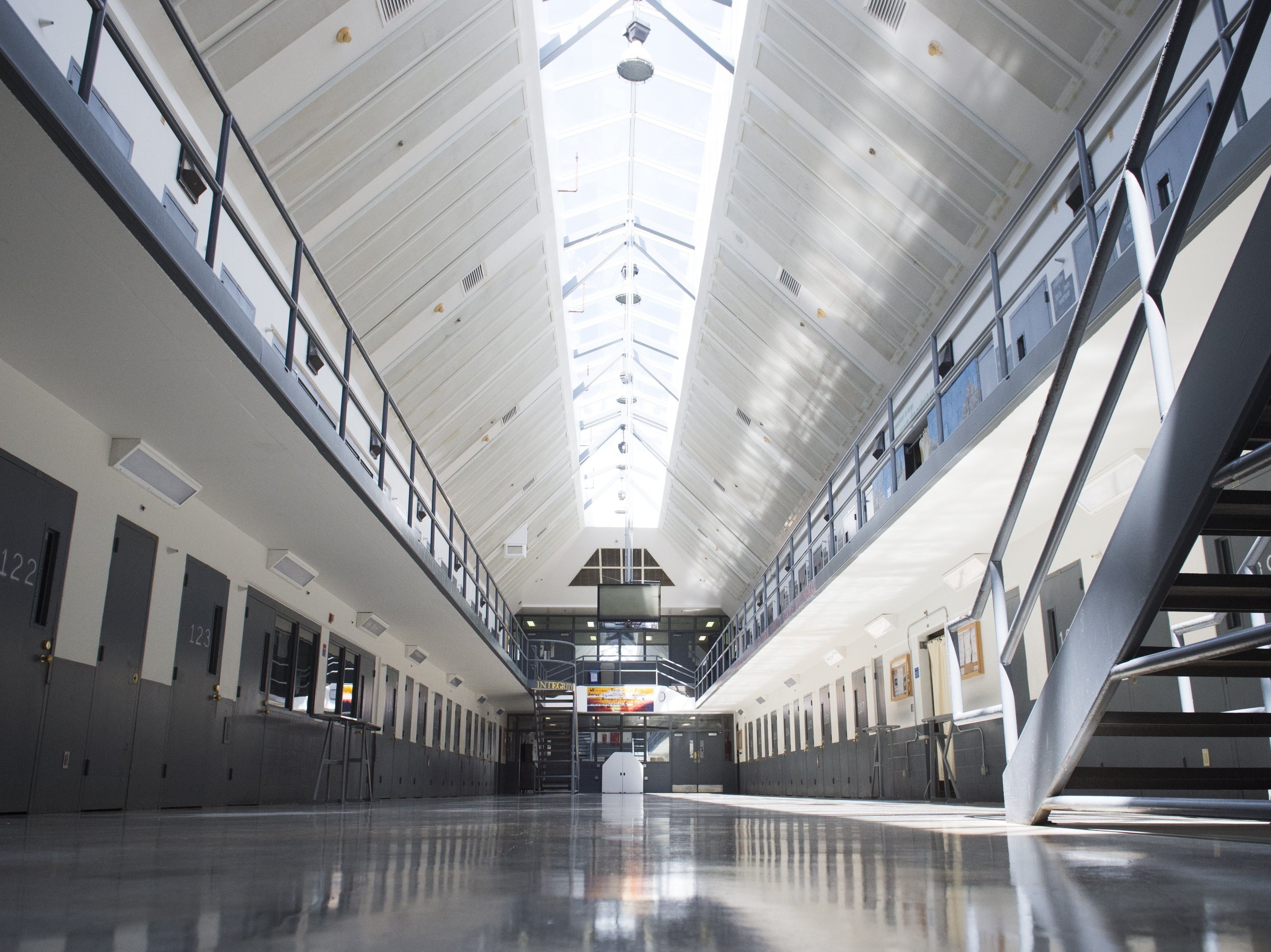 Within the Federal Bureau of Prisons, inmates are asked to &quot;voluntarily&quot; agree to electronic monitoring in order to use the bureau's email system. Above, a prison cell block is seen at the Federal Correctional Institution, El Reno in Oklahoma in 2015. (AFP via Getty Images)