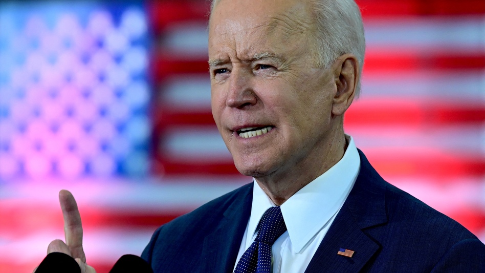 President Biden unveils a $2 trillion infrastructure plan in Pittsburgh on March 31. In his speech, Biden said the plan would help the U.S. compete with China. (Jim Watson/AFP via Getty Images)
