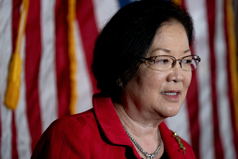 Hawaii Democratic Sen. Mazie Hirono speaks during a press conference on the COVID-19 Hate Crimes Act at the Capitol on Tuesday. (Getty Images)