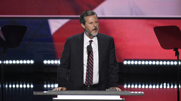 Jerry Falwell Jr., pictured at the 2016 Republican National Convention in Cleveland, Ohio, is the subject of a new lawsuit by Liberty University, his former employer.