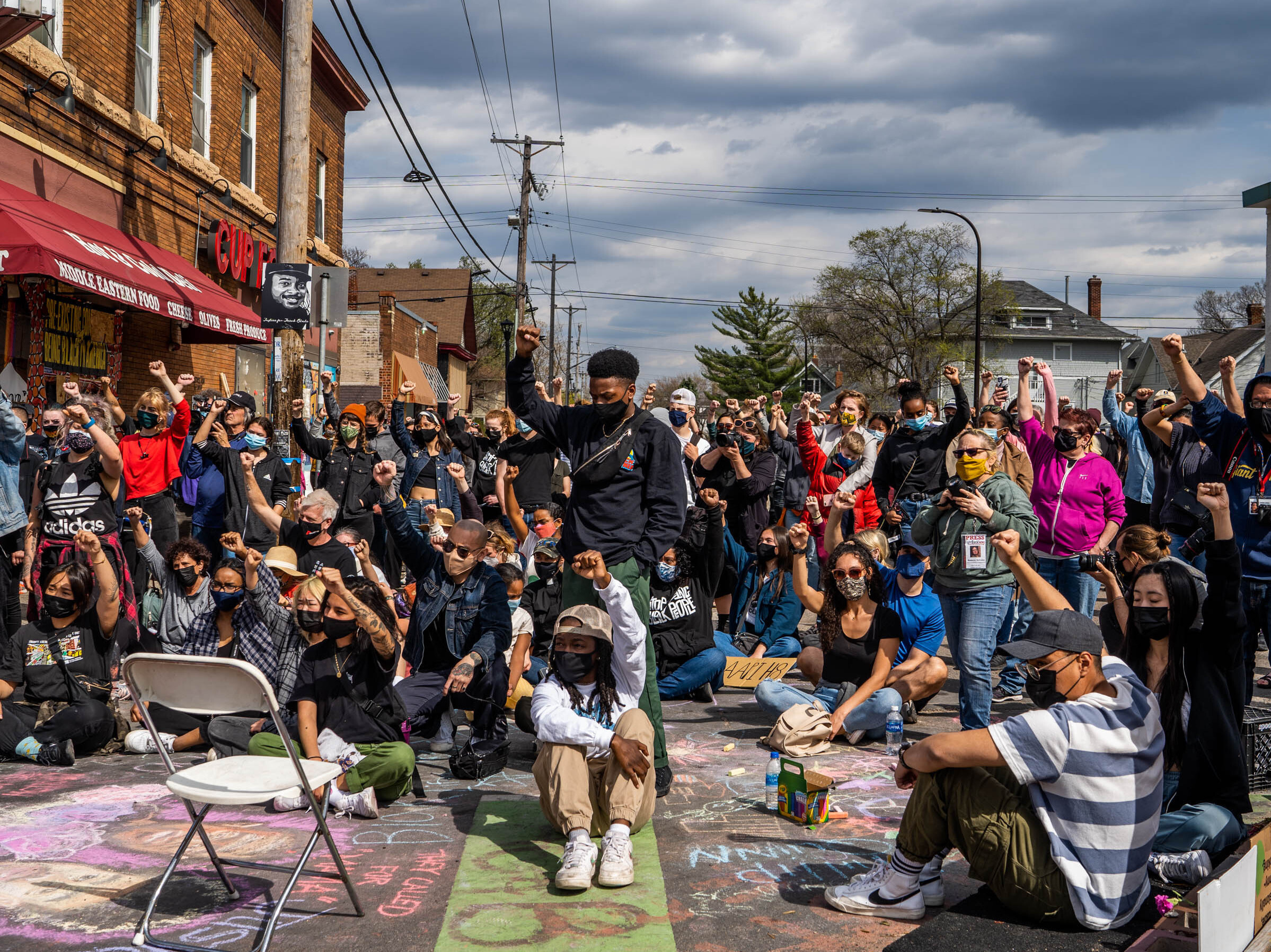 Hundreds of demonstrators attended a Sunday rally for Black and Asian solidarity at George Floyd Square in Minneapolis ahead of a possible verdict in the trial of Derek Chauvin this week. (MPR News)