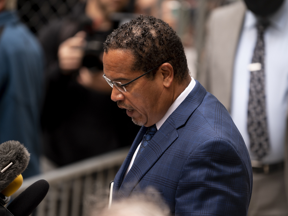 Minnesota Attorney General Keith Ellison, here in September, praised the witnesses and jurors in the Derek Chauvin trial on Tuesday. (Stephen Maturen/Getty Images)