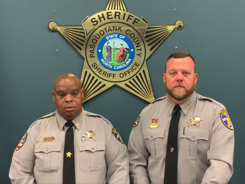 Pasquotank County Sheriff Tommy Wooten II (right) and Chief Deputy Daniel Fogg released a statement on Facebook on Saturday afternoon about the body camera footage related to the killing of Andrew Brown Jr. (Pasquotank County Sheriff's Office Facebook Page)