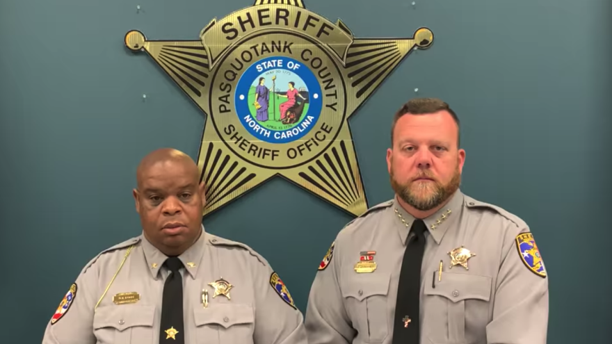 Pasquotank County Sheriff Tommy Wooten II (right) and Chief Deputy Daniel Fogg released a statement on Facebook on Saturday afternoon about the body camera footage related to the killing of Andrew Brown Jr.