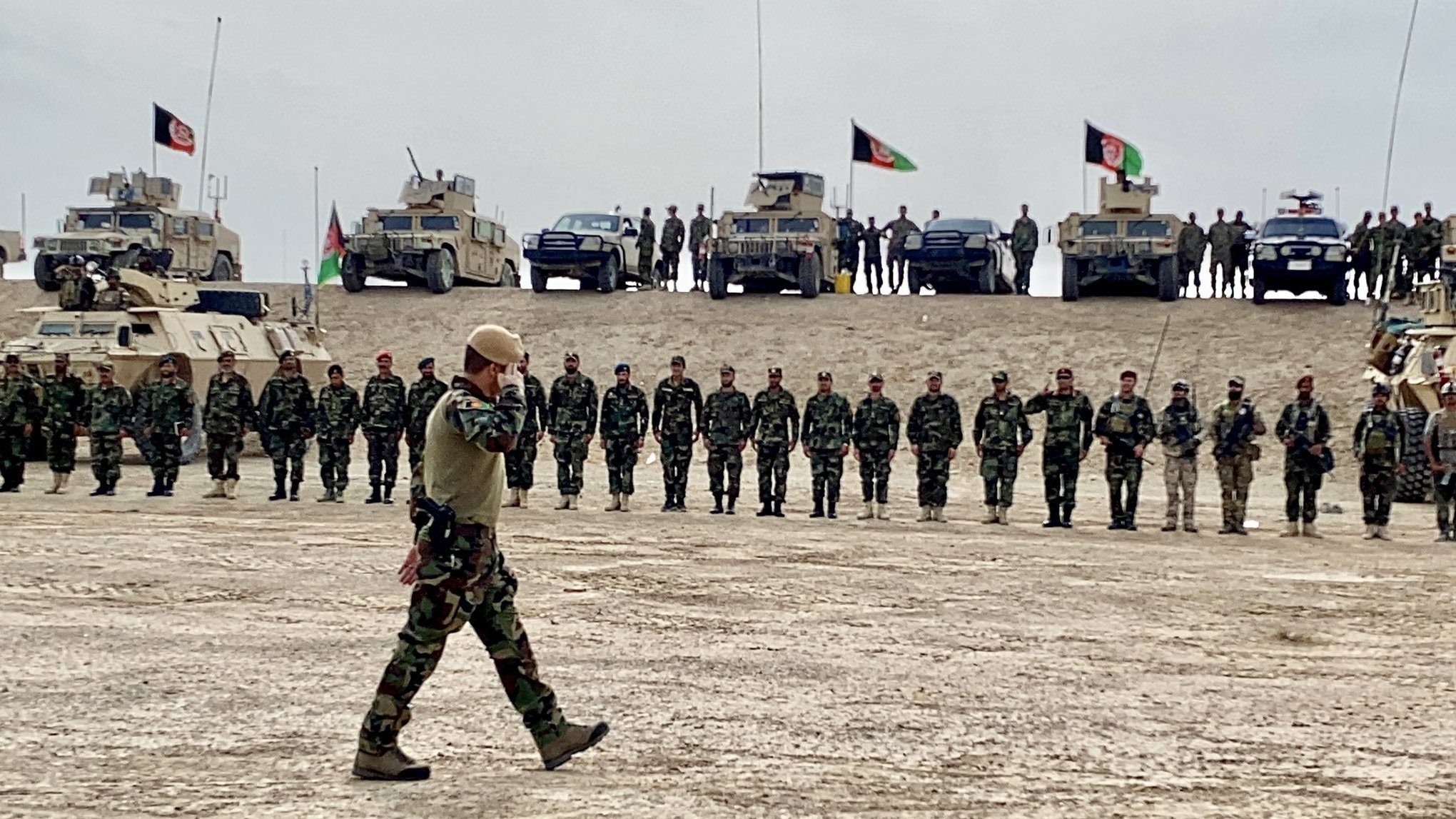 Gen. Sami Sadat salutes Afghani troops in April 2021. <em>&quot;</em>The Afghan military is one of the more advanced militaries that learned from the best, from the U.S. forces,&quot; he tells NPR's <em>All Things Considered</em>. &quot;To be honest, for the past one year, the Afghan forces have held their ground pretty good, I'd say.&quot; (Gen. Sami Sadat)