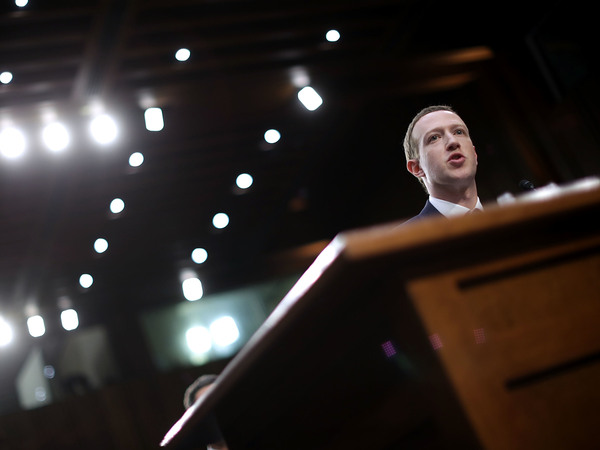 Facebook CEO Mark Zuckerberg testifies before a Senate panel in April 2018. On Wednesday, Facebook's independent Oversight Board is set to decide whether the company should keep its indefinite ban on former President Donald Trump.