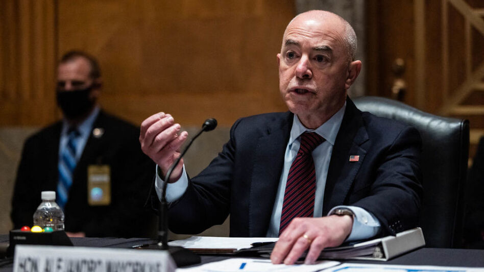 Homeland Security Secretary Alejandro Mayorkas testifies Thursday at a Senate Homeland Security and Governmental Affairs Committee hearing on the department's actions to address unaccompanied migrant children.