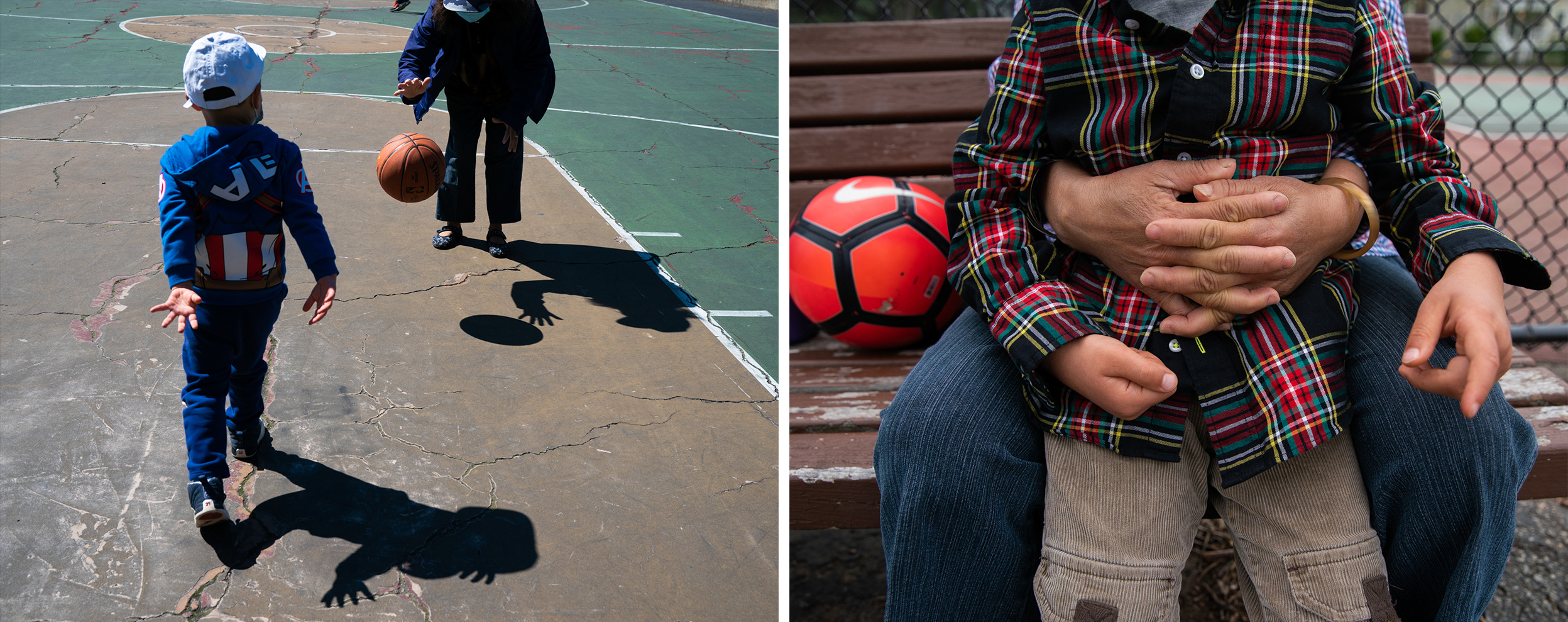 Photos: 2 Cantonese Women Share Their Immigrant Journey 5 Liang works as a caretaker of a 3-year-old and a 5-year-old. Most mornings and afternoons, they play basketball and watch trains passing by.