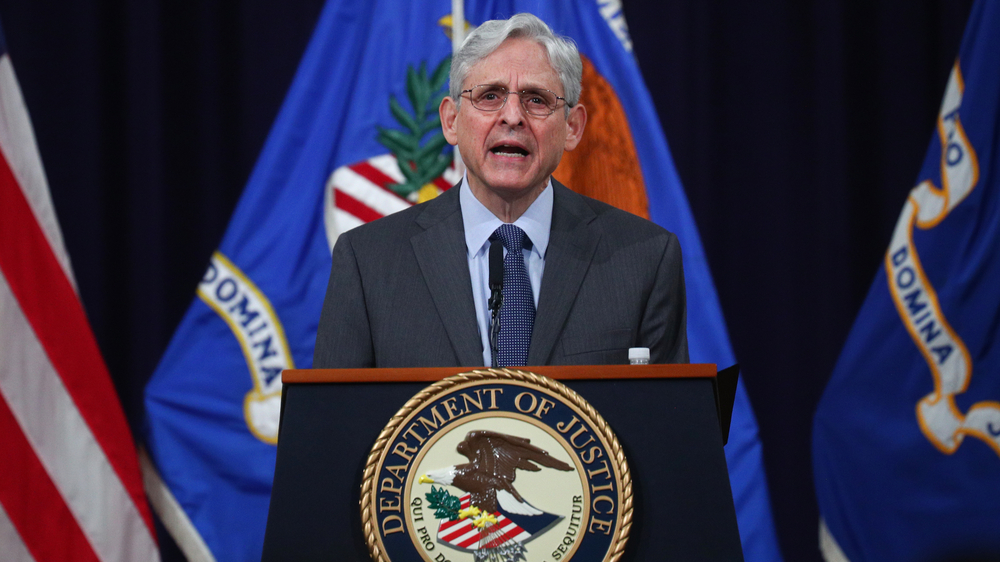 U.S. Attorney General Merrick Garland delivers remarks on voting rights at the Department of Justice on Friday. (Pool/Getty Images)