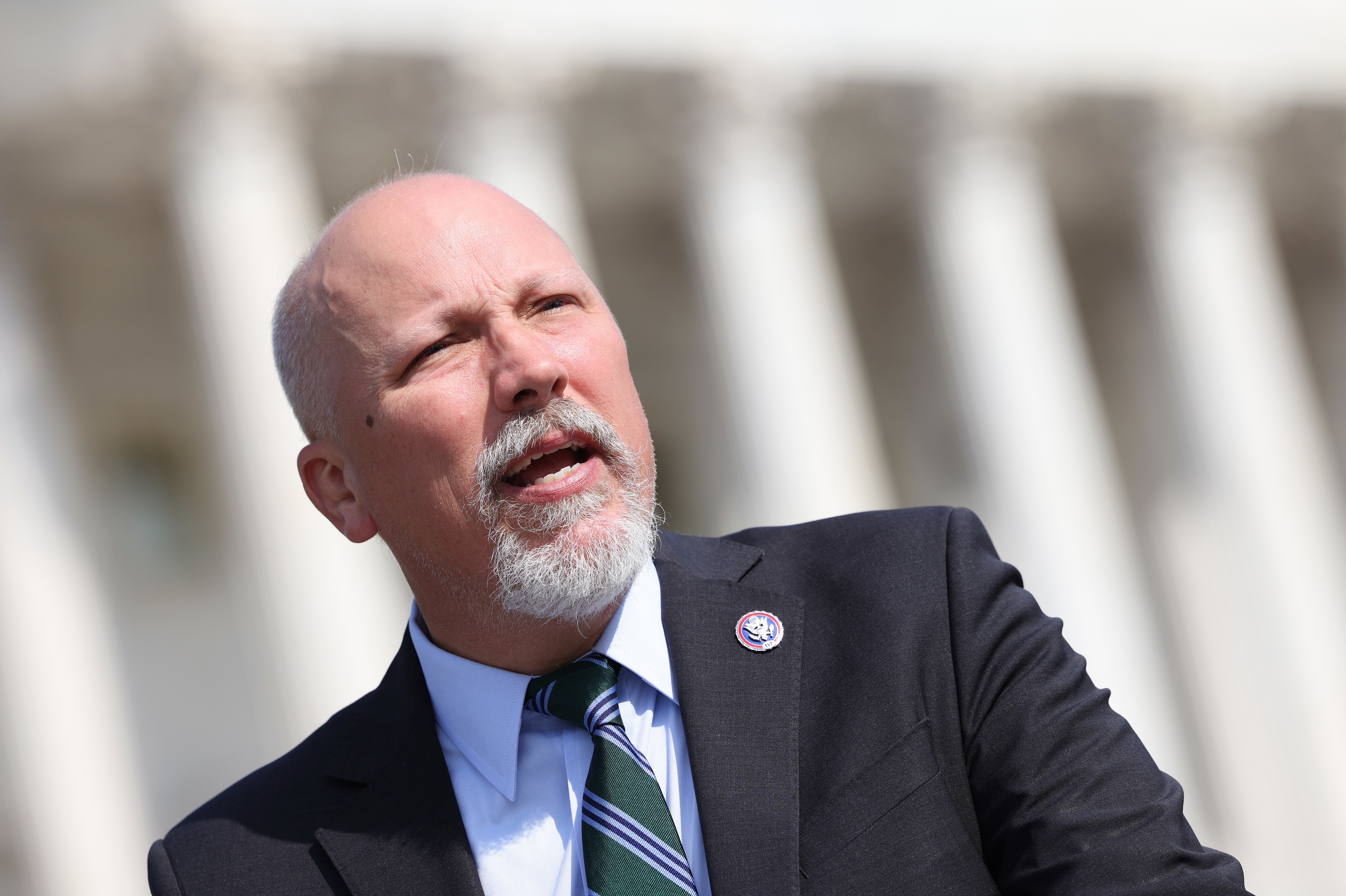 Texas Rep. Chip Roy, seen here at a press conference on May 20, was one of 14 House Republicans who voted against making June 19 a federal holiday. (Getty Images)