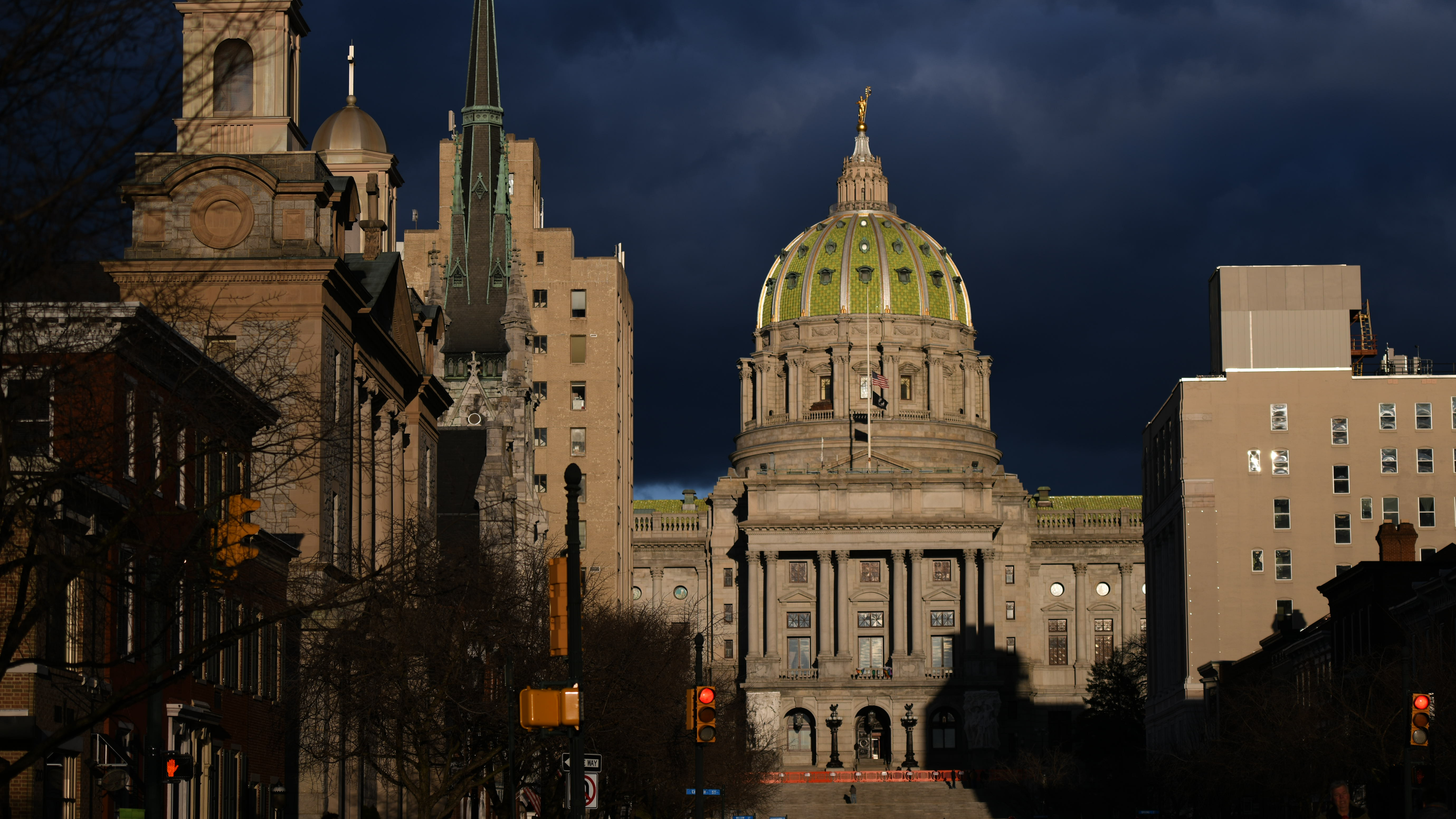 GOP lawmakers want to amend the Pennsylvania Constitution to include a voter ID requirement. The Pennsylvania Capitol in Harrisburg is seen here in January. (Getty Images)