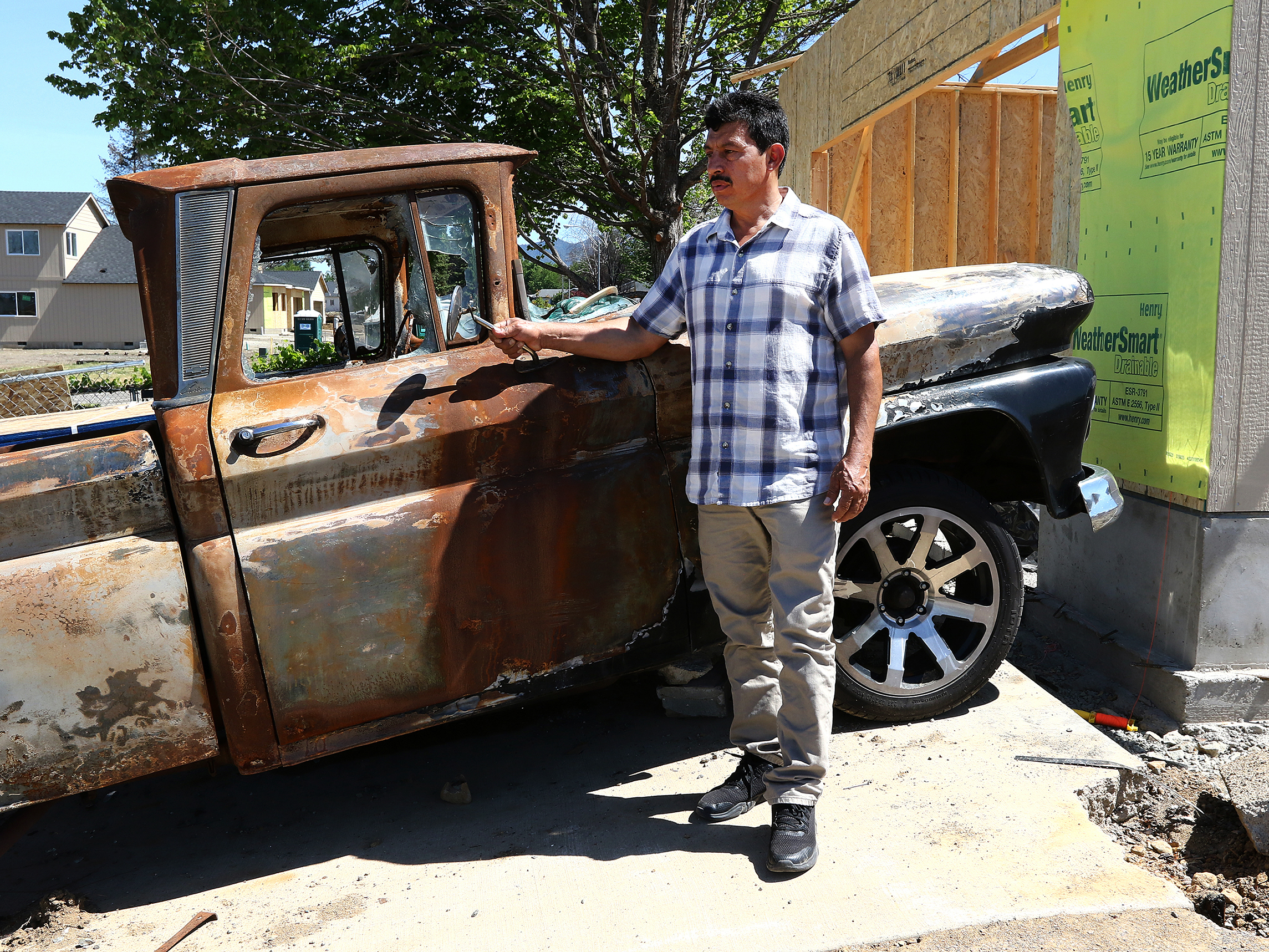 As Western Wildfires Worsen, FEMA Is Denying Most People Who Ask For Help 9 Jose Macias stands next to the charred remains of his 1961 Chevrolet Apache 10 pickup truck, parked at his home in Phoenix, Ore. The vehicle was destroyed in the Almeda Fire in September 2020.