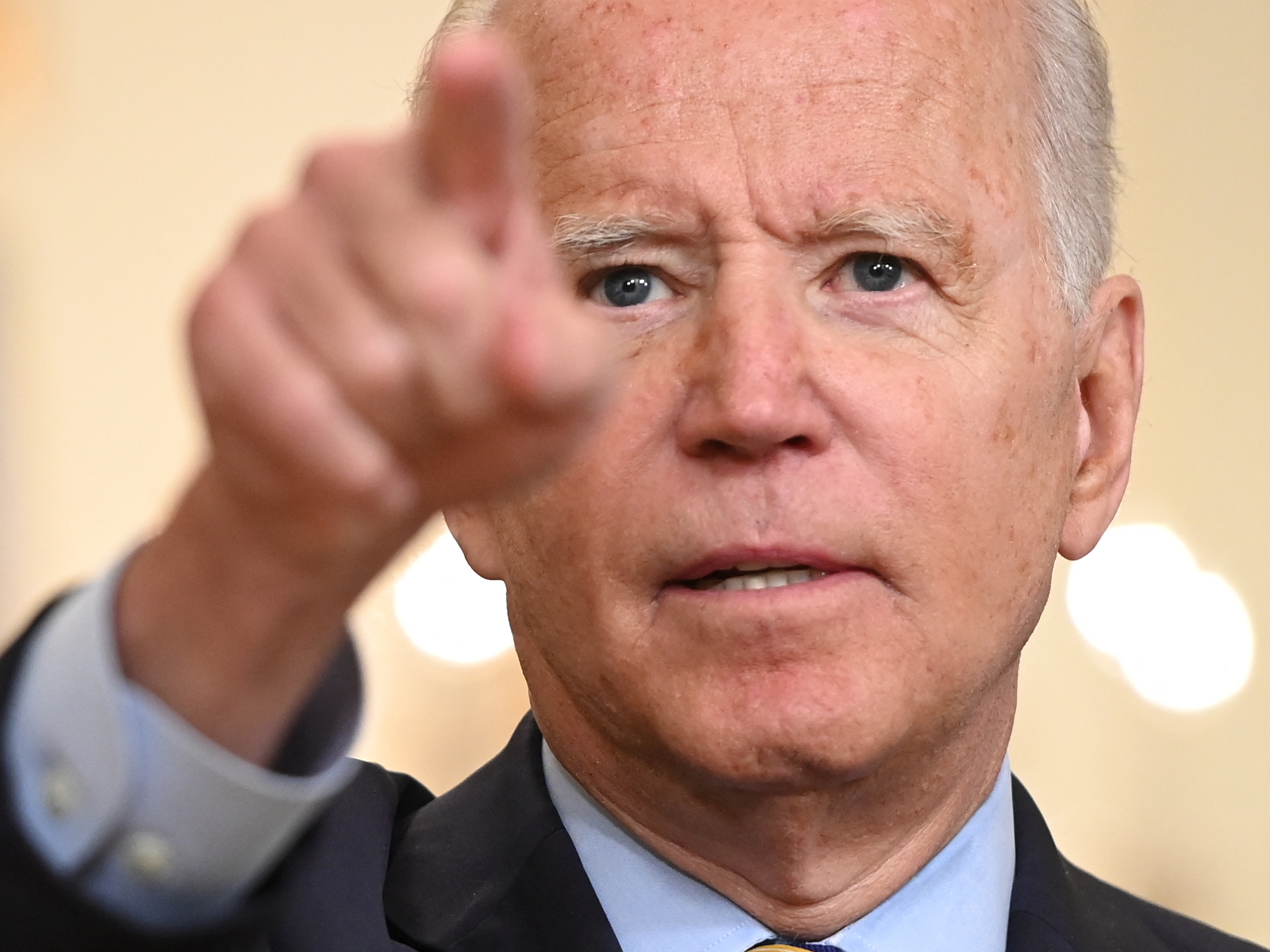 President Biden addresses the situation in Afghanistan on Thursday at the White House. He insisted a Taliban takeover of the country is not inevitable and expressed confidence in Afghan security forces. (AFP via Getty Images)