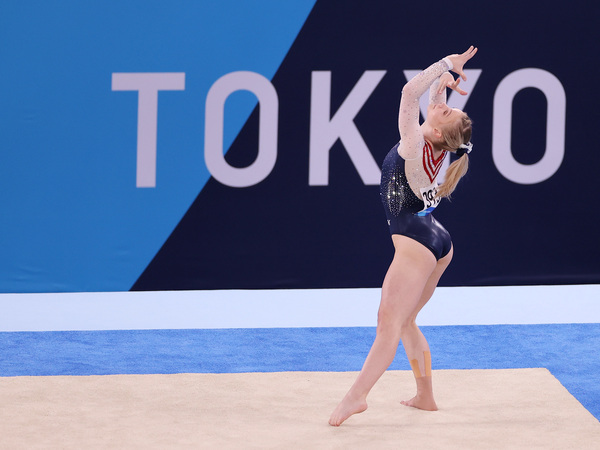 U.S. gymnast Jade Carey competes during the women's floor exercise final on Monday at the Tokyo Olympic Games.