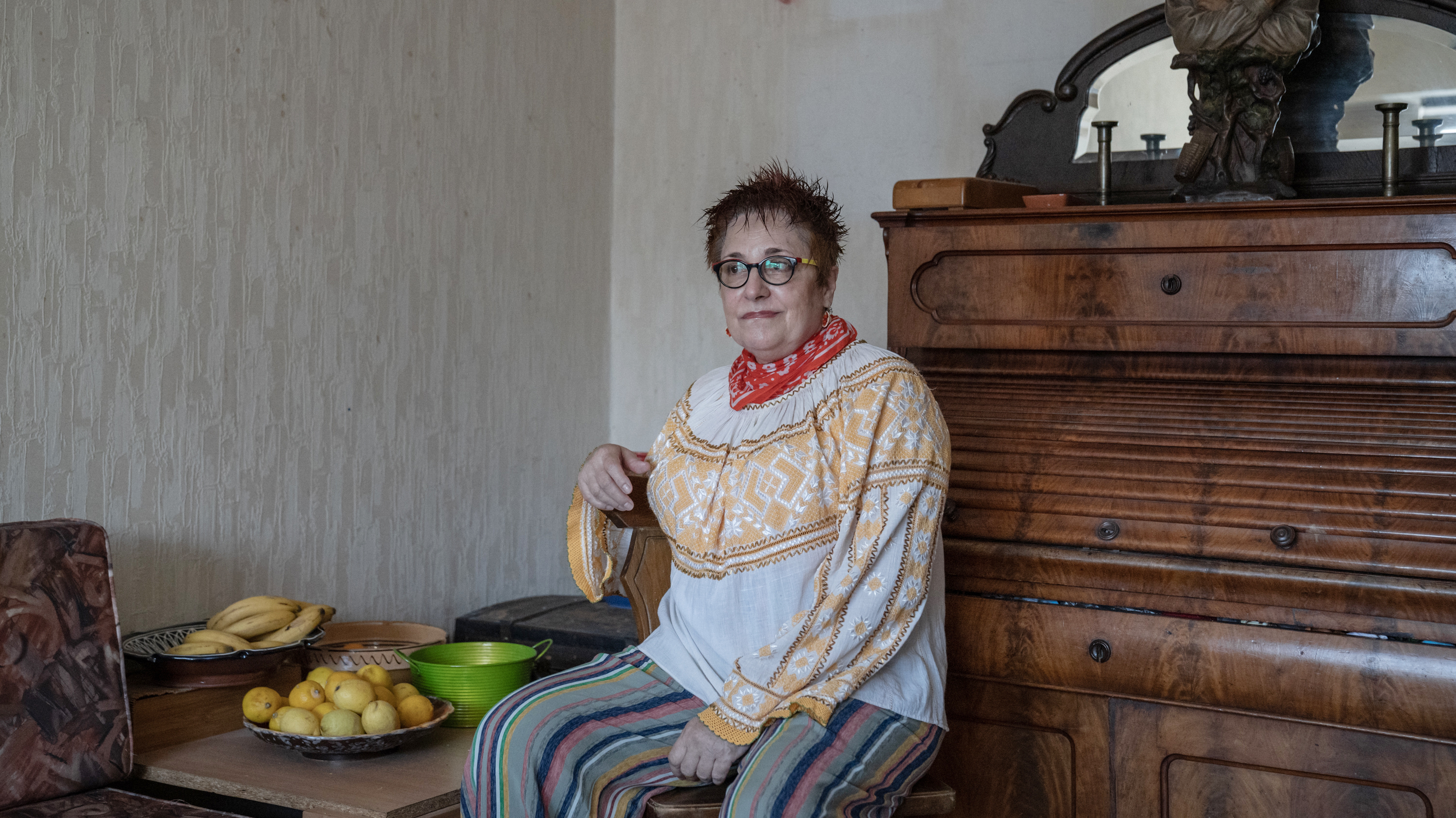 Daniela Draghici in the living room of her apartment in Bucharest. Draghici is an abortion-rights advocate who served as a family planning program manager for a U.S.-funded Romanian nonprofit group from 1992 to 2002.