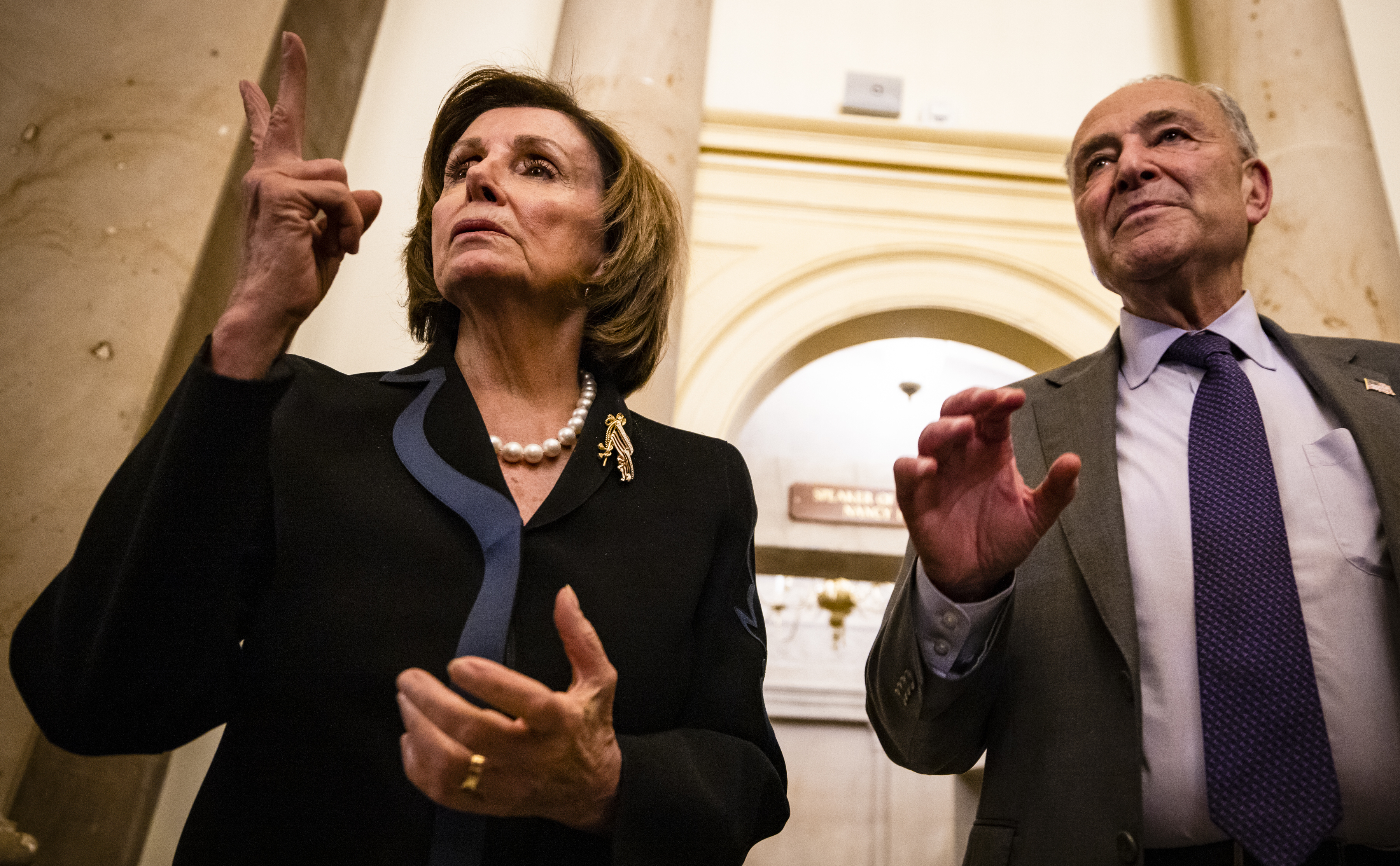 House Speaker Nancy Pelosi, D-Calif., and Senate Majority Leader Chuck Schumer, D-N.Y., are attempting to maneuver two spending bills through Congress. (Getty Images)