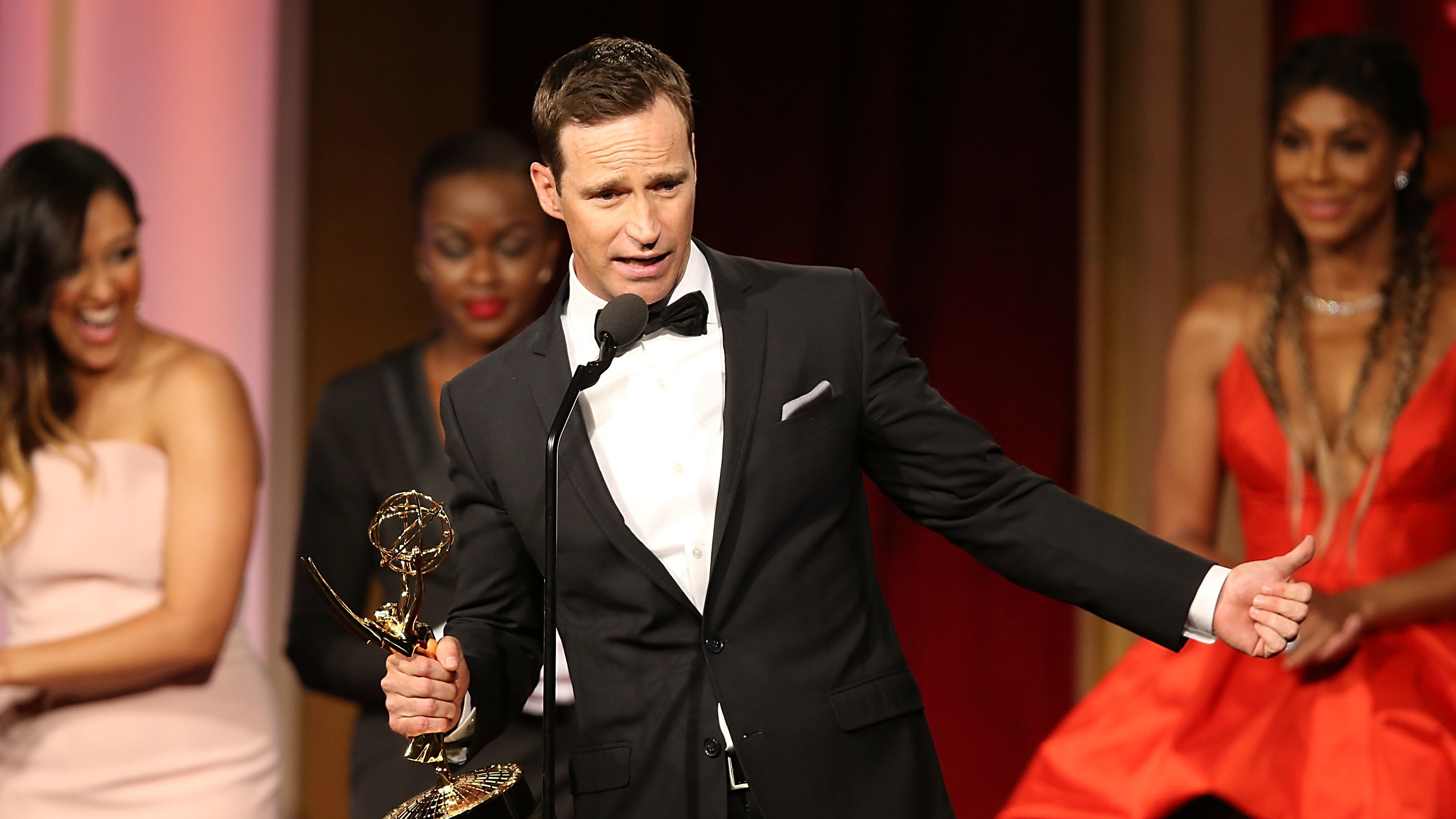 Mike Richards accepts a Daytime Emmy Award for outstanding game show for The Price is Right in 2016.