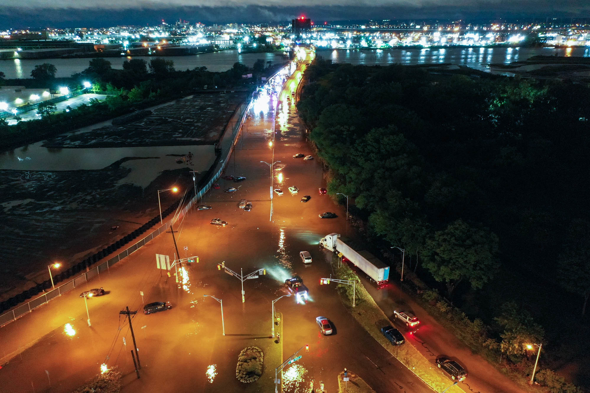 Thursday., Sept. 2: Highway 440 flooded in Jersey City of New Jersey as hundreds of cars stuck in water as Hurricane Ida left behind flash floods east coast.