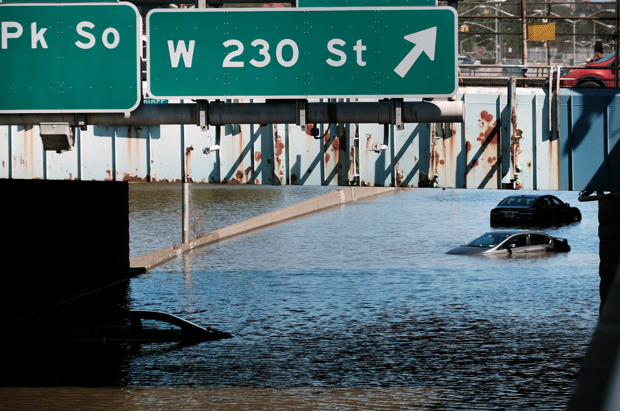 Thursday, Sept. 2: Cars sit abandoned on the flooded Major Deegan Expressway following a night of extremely heavy rain from the remnants of Hurricane Ida on September 2 in the Bronx borough of New York City.