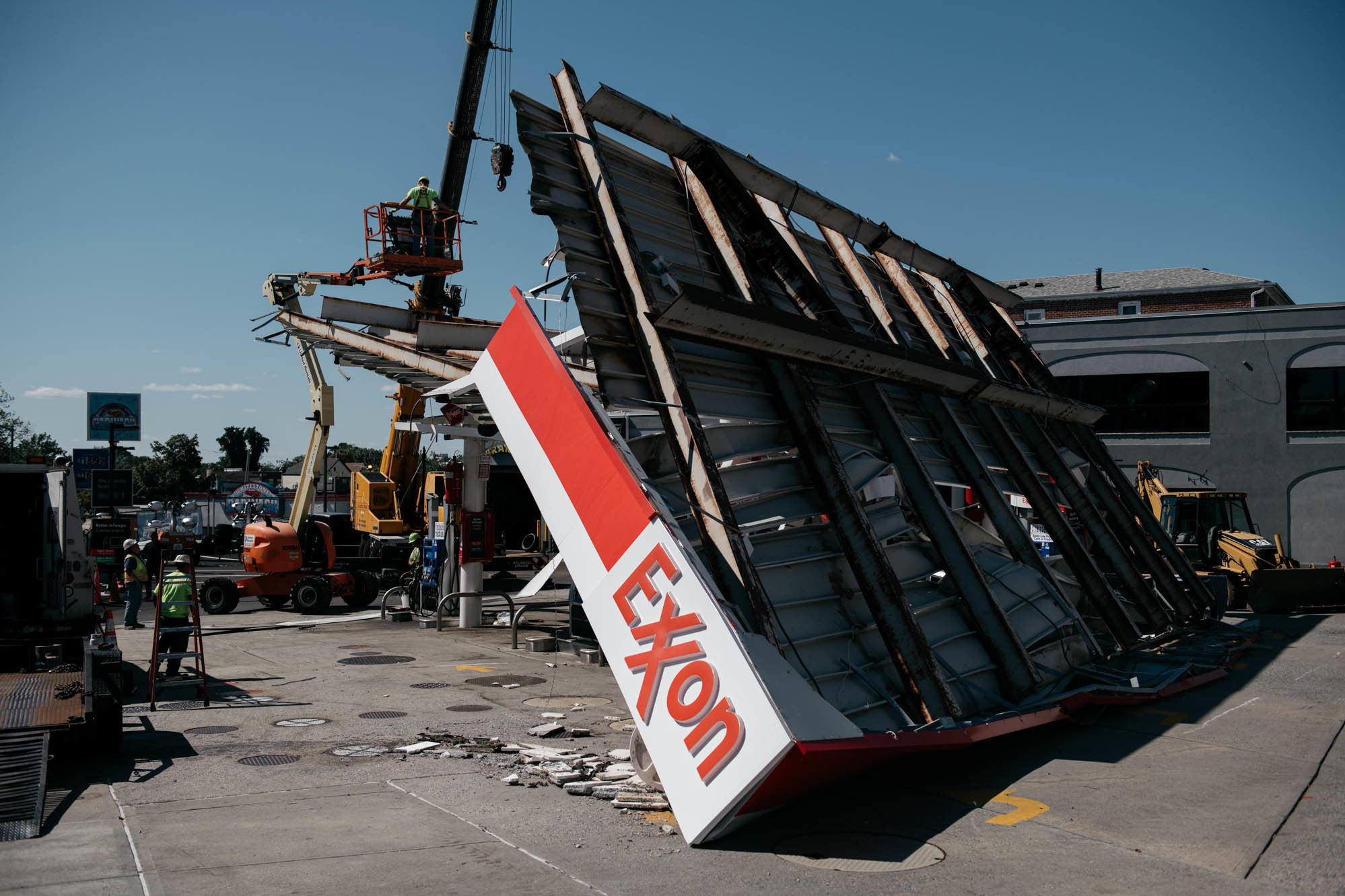 Thursday., Sept. 2: A gas station in the Whitestone neighborhood of Queens was heavily damaged after a night of extremely heavy rain and wind.