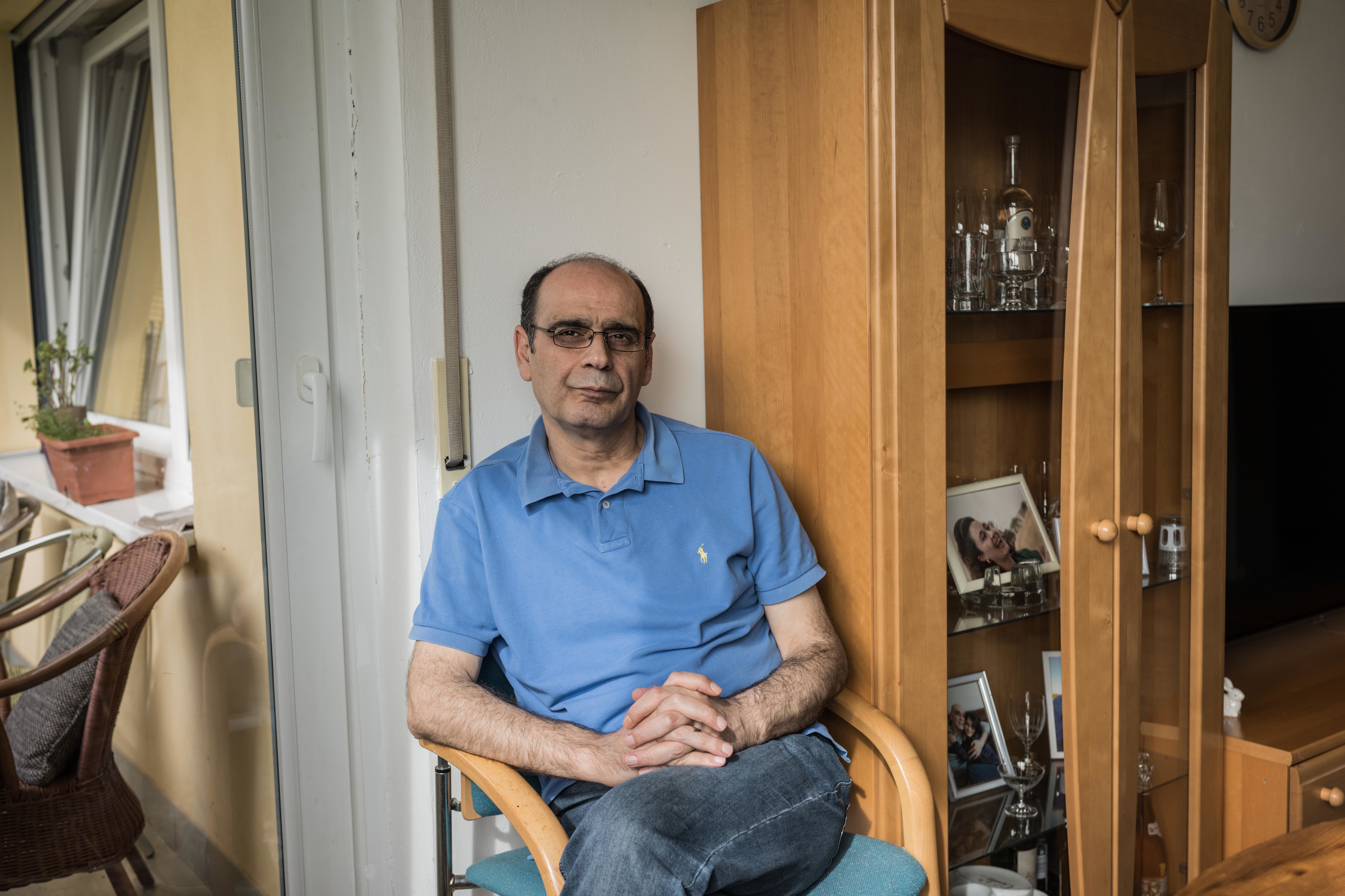 Hassan Mahmoud, 53, is one of the Syrians who testified in a landmark trial in Germany in which a former Syrian security official is charged with crimes against humanity and other crimes for overseeing torture at a prison. (Eman Helal for NPR)