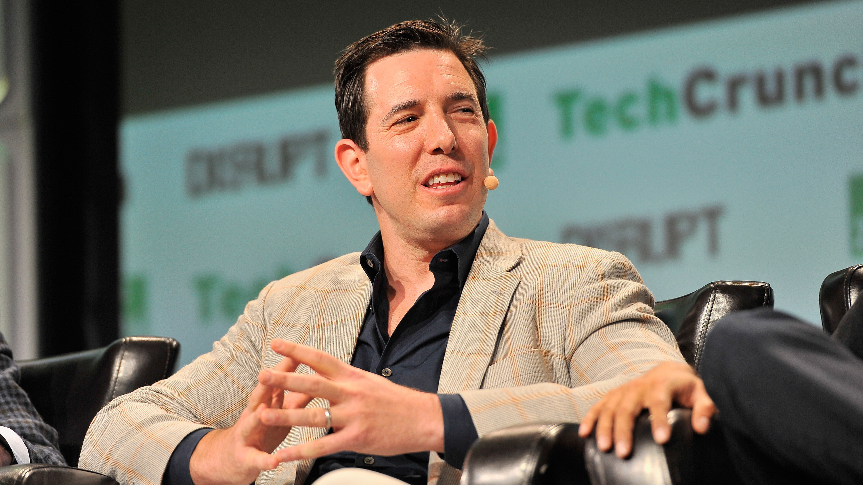 The founder and CEO of Tusk Holdings, Bradley Tusk, speaks onstage during TechCrunch Disrupt SF 2016 in San Francisco. On Thursday, he announced a $10 million grant for internet voting development.