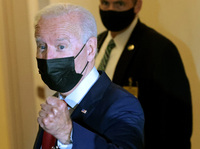 President Biden, after a meeting with the House Democratic caucus last week. Countering China is one of his top issues, but he hasn't said what he plans to do about Trump-era tariffs yet.