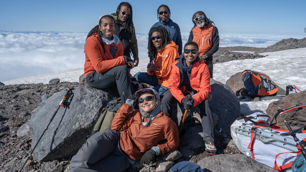 Members of the Full Circle Everest team pose for a photo on Mount Rainier earlier this year. Next year, group members hope to become the first all-Black team to reach the top of Mount Everest.