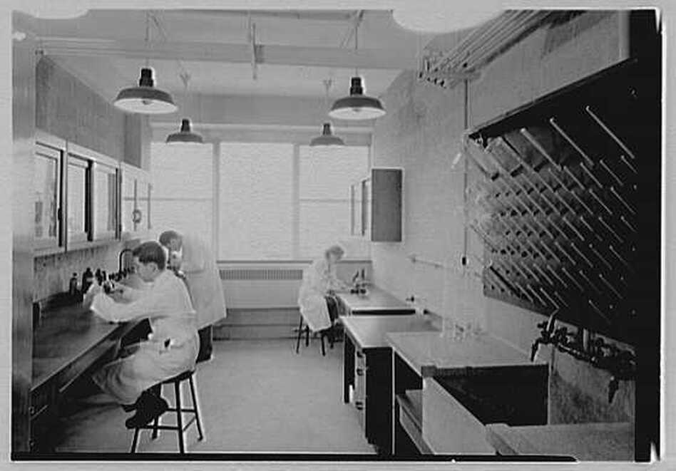 A laboratory in New York City's Bellevue Medical Center on May 17, 1949.