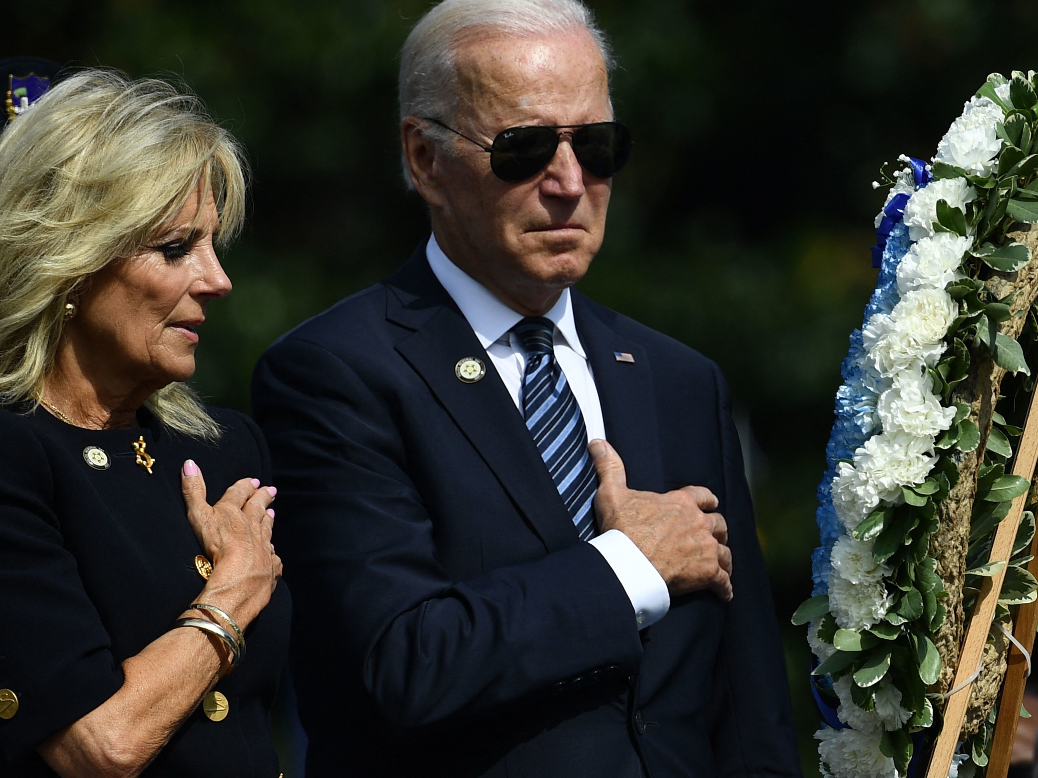 President Biden and first lady Jill Biden attend the 40th Annual National Peace Officers' Memorial Service at the U.S. Capitol on Saturday. (AFP via Getty Images)