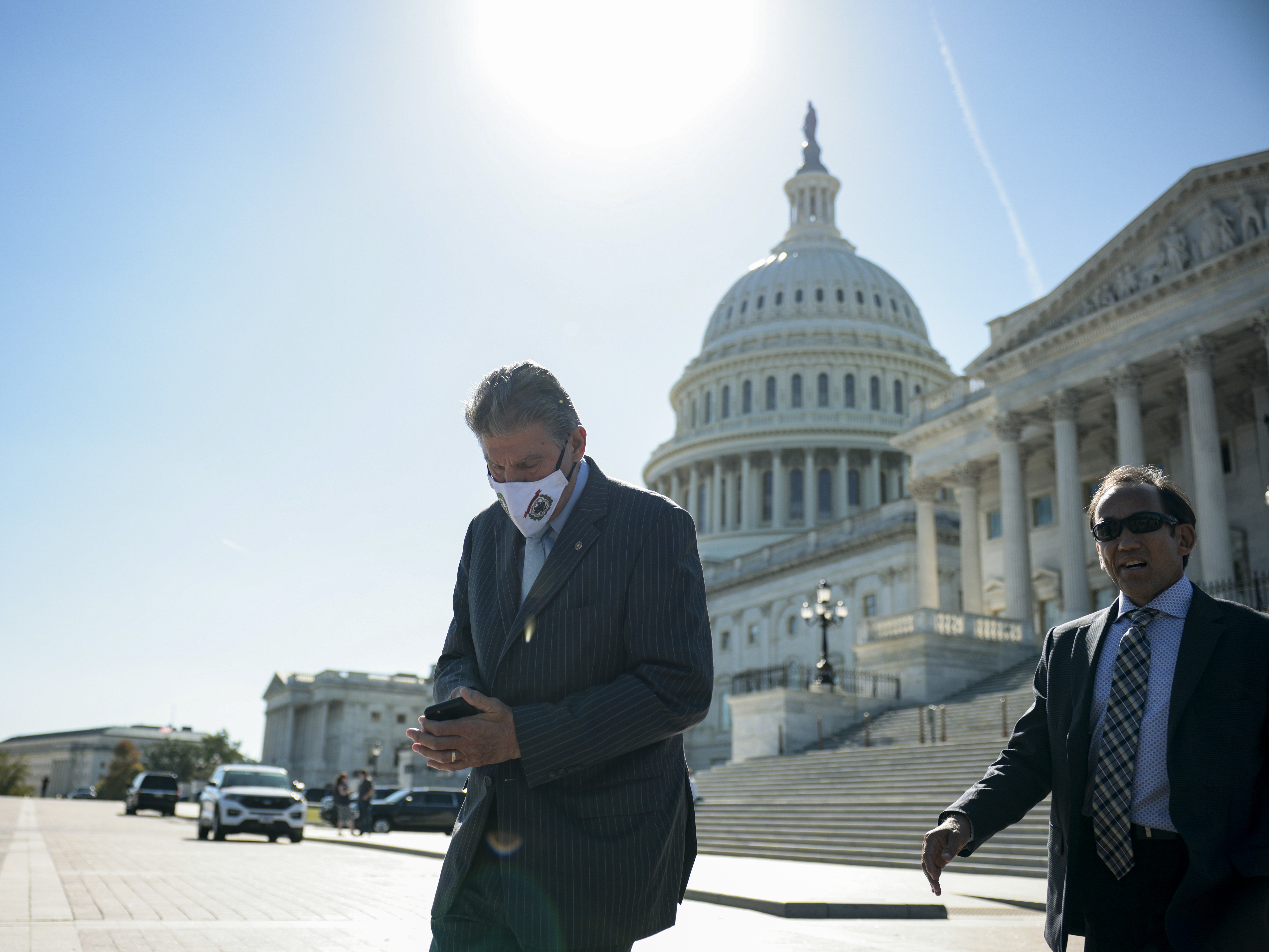 West Virginia Sen. Joe Manchin is seen leaving the U.S. Capitol after a Senate vote on Wednesday. (Getty Images)