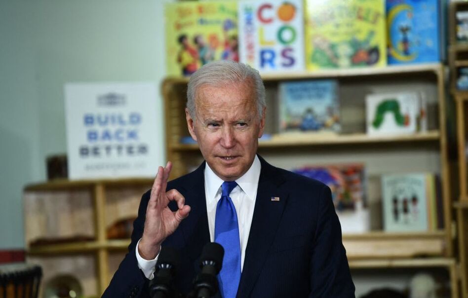 President Biden promotes his Build Back Better Agenda, highlighting the importance of investing in child care, during a speech at the Capitol Child Development Center in Hartford, Conn., on Oct. 15. (Brendan Smialowski/AFP via Getty Images)