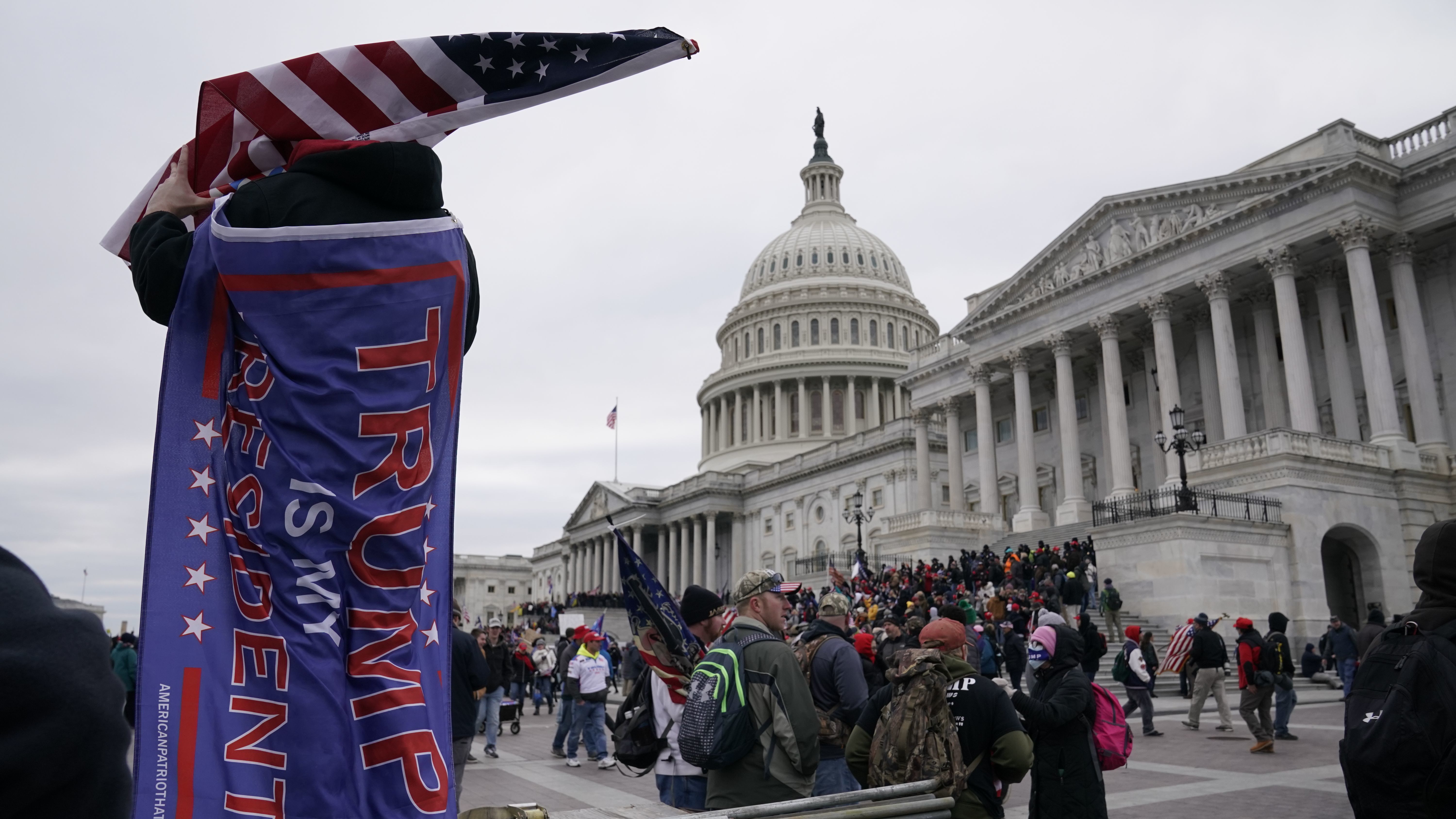 Supporters of President Trump protest outside the U.S. Capitol on Jan. 6, 2021.